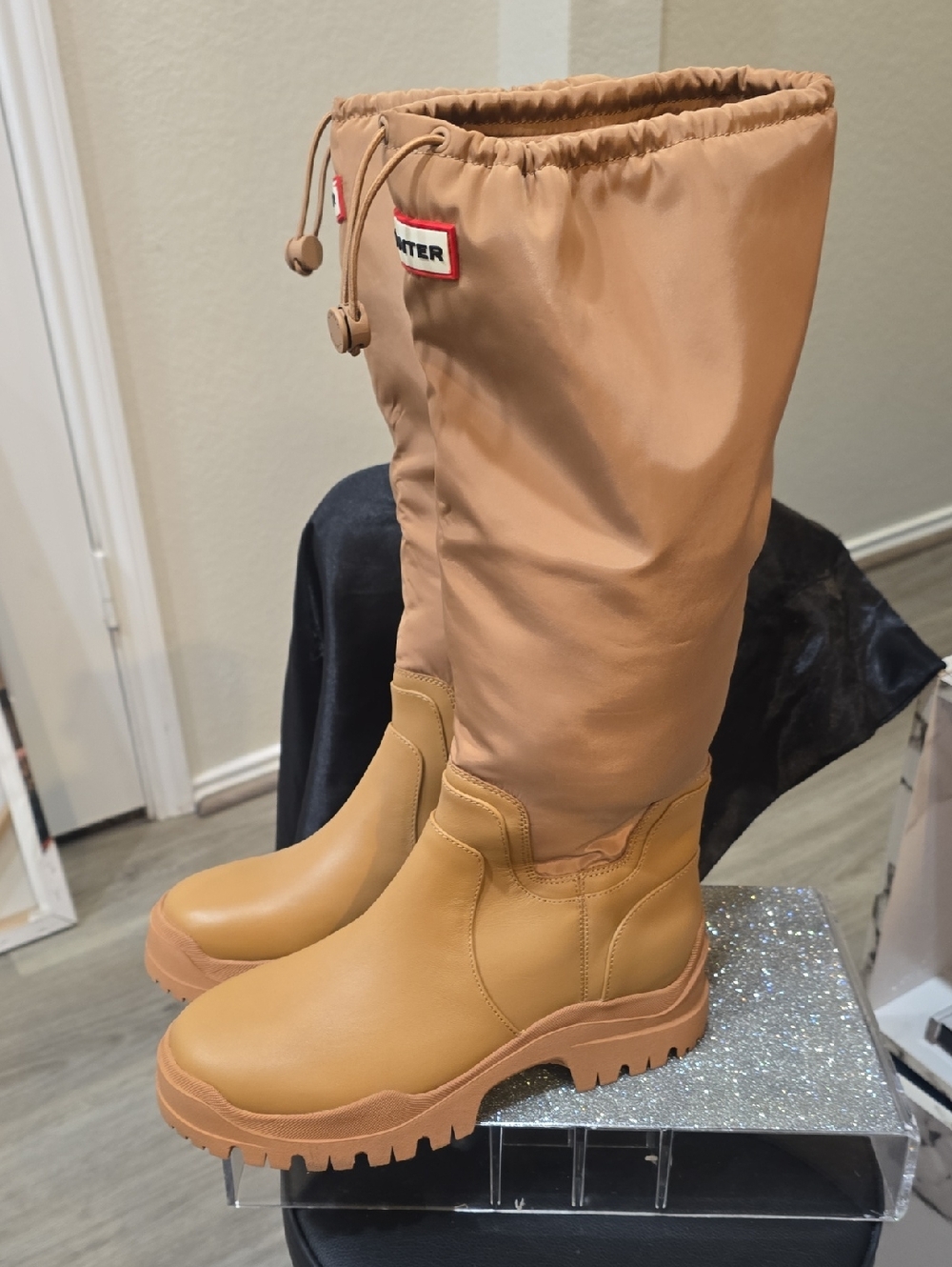 Hunter Wendy Tall Waterproof Rain Boots- Light Natural - Picture 9 of 12